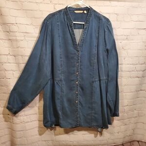 Soft Surroundings Halsey Soft Denim Button-Up Tunic Lagenlook
